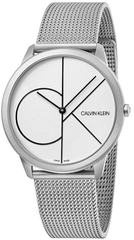  Shop Authentic Calvin Klein Minimal White Dial Silver Mesh Bracelet Watch for Men - K3M5115X - Luxxuri