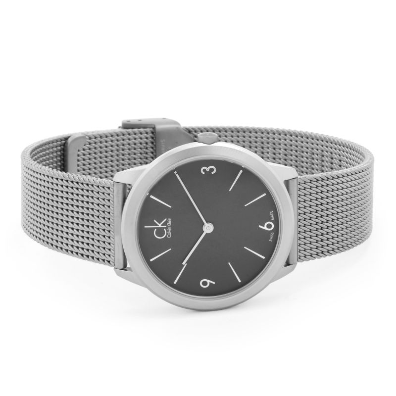  Shop Authentic Calvin Klein Minimal Grey Dial Silver Mesh Bracelet Watch for Men - K3M52154 - Luxxuri