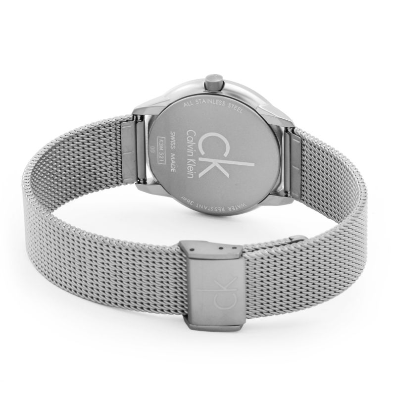  Shop Authentic Calvin Klein Minimal Grey Dial Silver Mesh Bracelet Watch for Men - K3M52154 - Luxxuri