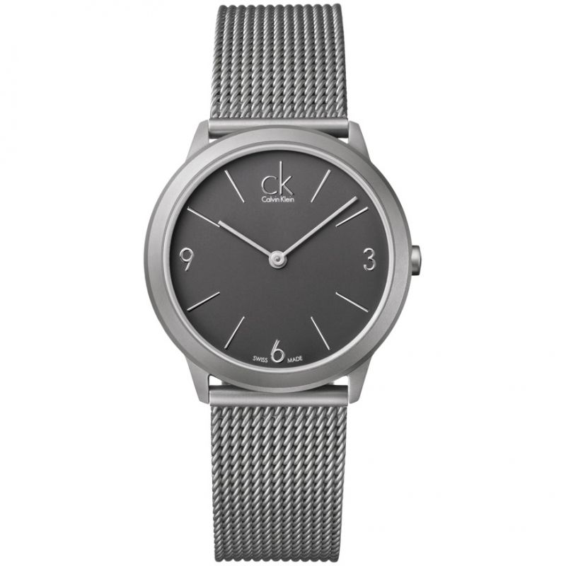  Shop Authentic Calvin Klein Minimal Grey Dial Silver Mesh Bracelet Watch for Men - K3M52154 - Luxxuri