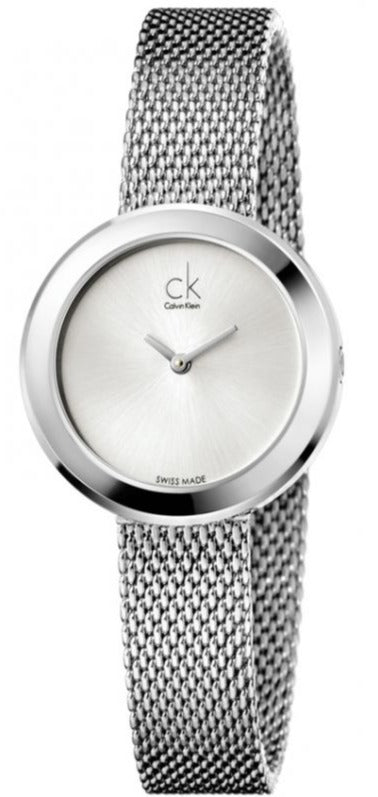  Shop Authentic Calvin Klein Firm White Dial Silver Mesh Bracelet Watch for Women - K3N23126 - Luxxuri