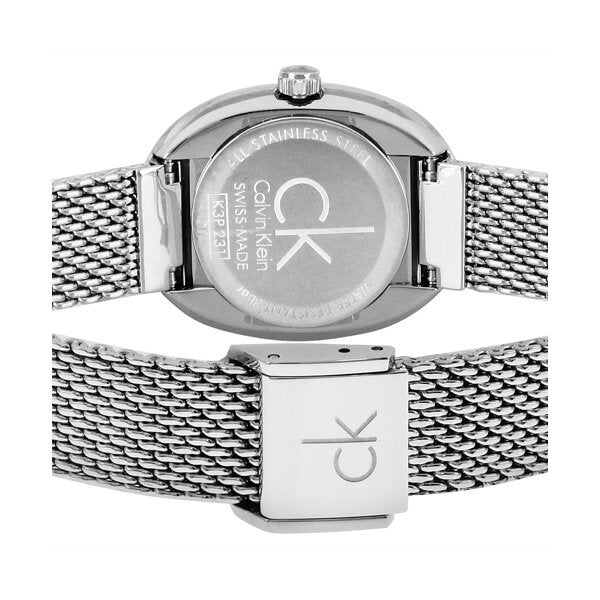 Shop Authentic Calvin Klein Incentive Black Dial Silver Mesh Bracelet Watch for Women - K3P23121 - Luxxuri