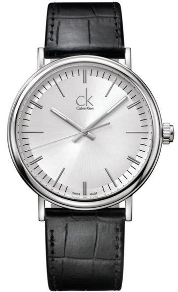  Shop Authentic Calvin Klein Surround Silver Dial Black Leather Strap Watch for Men - K3W211C6 - Luxxuri
