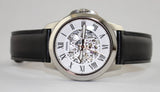  Shop Authentic Fossil Grant Automatic Skeleton White Dial Black Leather Strap Watch for Men - ME3101 - Luxxuri