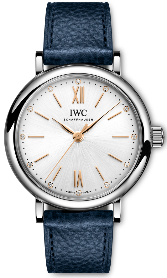  Shop Authentic IWC Portofino Automatic Silver Dial Blue Leather Strap Watch for Women - IW357411 - Luxxuri
