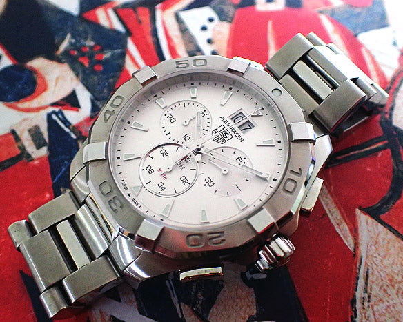 Tag Heuer Aquaracer White Dial Silver Steel Strap Watch for Men - CAY1111.BA0927