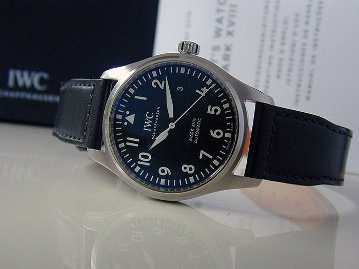  Shop Authentic IWC Pilot's Mark XVIII 40mm Black Dial Black Leather Strap Watch for Men - IW327001 - Luxxuri