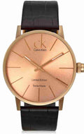  Shop Authentic Calvin Klein Post Minimal Rose Gold Dial Black Leather Strap Watch for Men - K7621201 - Luxxuri