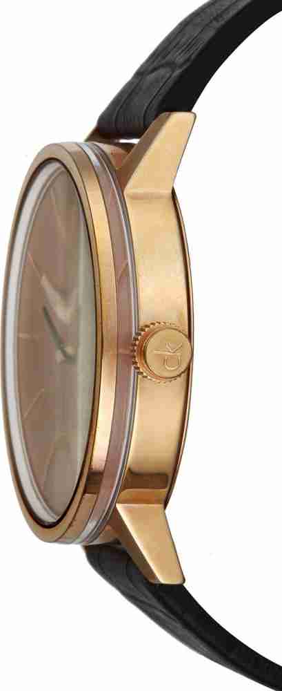  Shop Authentic Calvin Klein Post Minimal Rose Gold Dial Black Leather Strap Watch for Men - K7621201 - Luxxuri