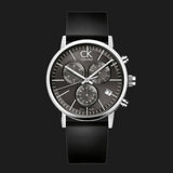  Shop Authentic Calvin Klein Post Minimal Chronograph Black Dial Black Leather Strap Watch for Men - K7627107 - Luxxuri