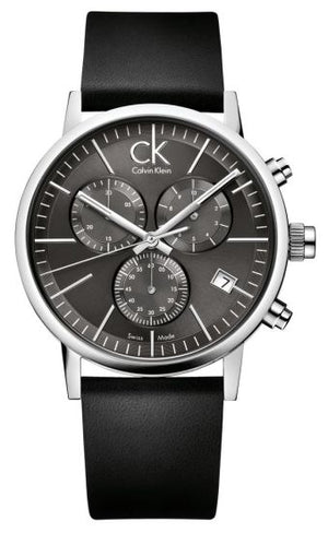 Shop Authentic Calvin Klein Post Minimal Chronograph Black Dial Black Leather Strap Watch for Men - K7627107 - Luxxuri
