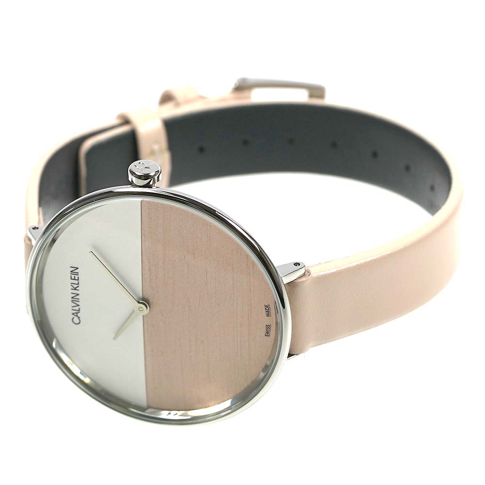  Shop Authentic Calvin Klein Rise White Beige Dial Beige Leather Strap Watch for Women - K7A231XH - Luxxuri