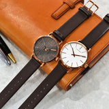  Shop Authentic Calvin Klein Even Grey Dial Brown Leather Strap Watch for Women - K7B216G3 - Luxxuri
