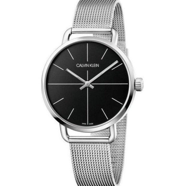  Shop Authentic Calvin Klein Even Black Dial Silver Mesh Bracelet Watch for Women - K7B21121 - Luxxuri