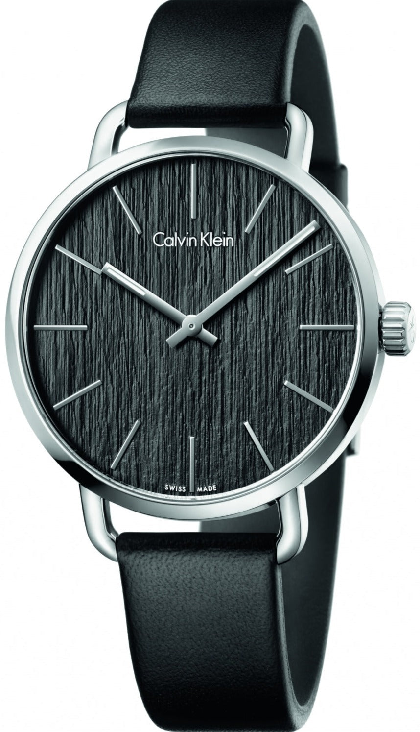  Shop Authentic Calvin Klein Even Black Dial Black Leather Strap Watch for Women - K7B211C1 - Luxxuri