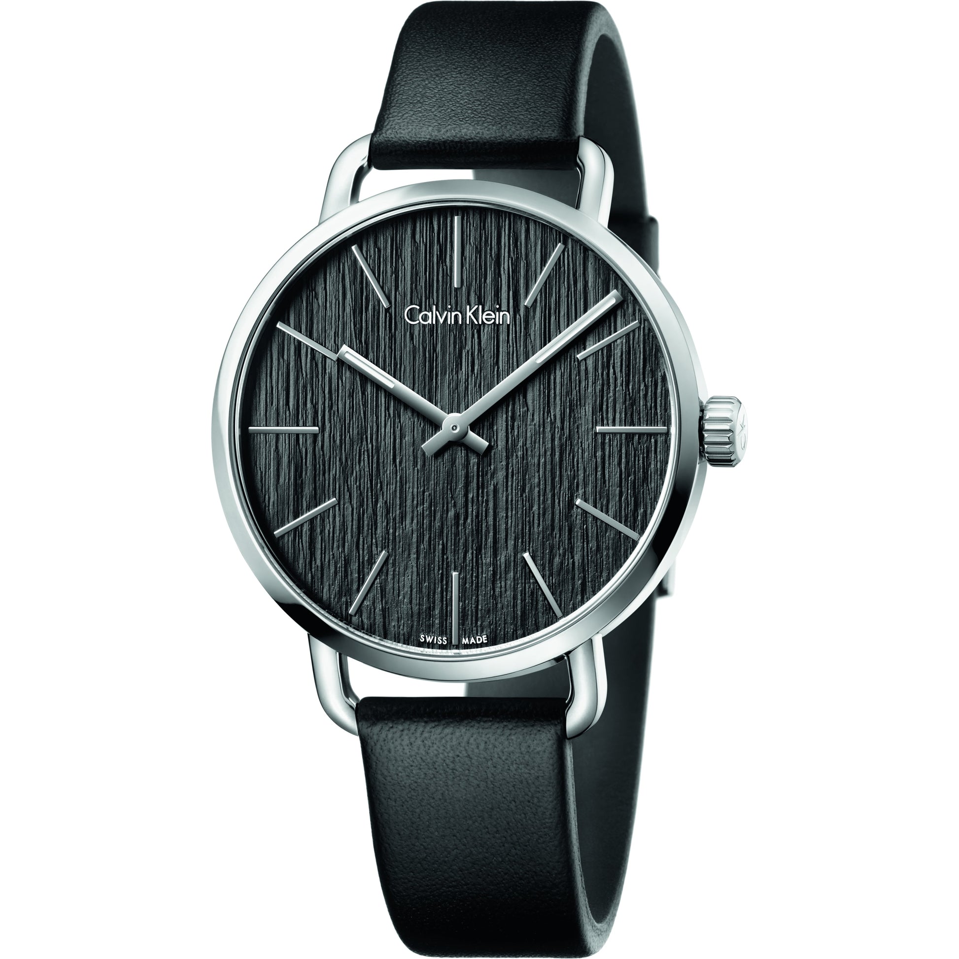  Shop Authentic Calvin Klein Even Black Dial Black Leather Strap Watch for Women - K7B211C1 - Luxxuri