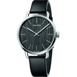  Shop Authentic Calvin Klein Even Black Dial Black Leather Strap Watch for Women - K7B211C1 - Luxxuri