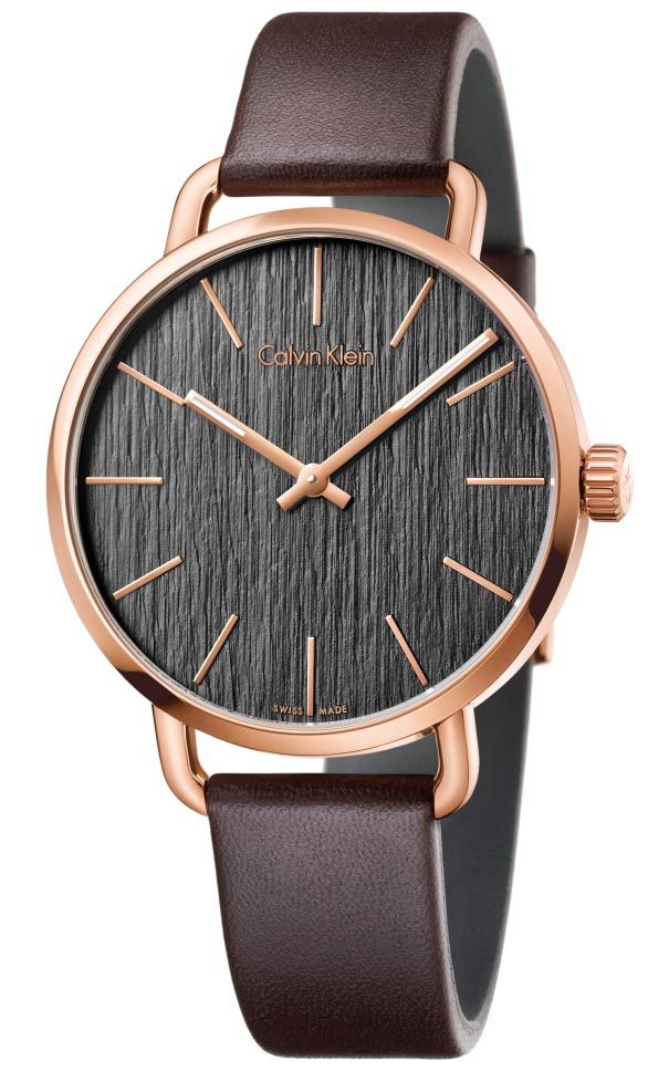  Shop Authentic Calvin Klein Even Grey Dial Brown Leather Strap Watch for Women - K7B236G3 - Luxxuri