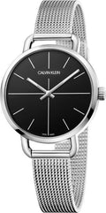  Shop Authentic Calvin Klein Even Black Dial Silver Mesh Bracelet Watch for Women - K7B23121 - Luxxuri