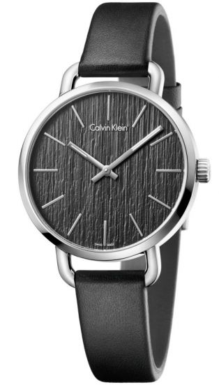 Shop Authentic Calvin Klein Even Black Dial Black Leather Strap Watch for Women - K7B231C1 - Luxxuri