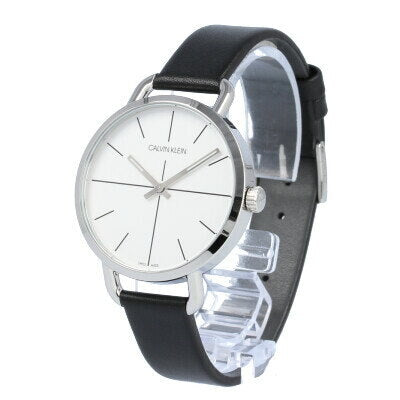  Shop Authentic Calvin Klein Evan White Dial Black Leather Strap Watch for Women - K7B231CY - Luxxuri
