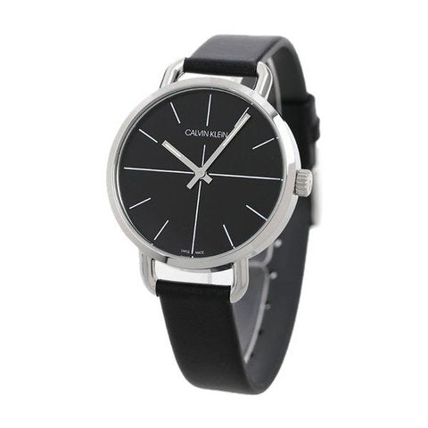  Shop Authentic Calvin Klein Even Black Dial Black Leather Strap Watch for Women  - K7B231CZ - Luxxuri