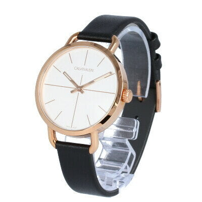  Shop Authentic Calvin Klein Even White Dial Black Leather Strap Watch for Women - K7B236C6 - Luxxuri