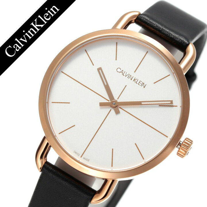  Shop Authentic Calvin Klein Even White Dial Black Leather Strap Watch for Women - K7B236C6 - Luxxuri