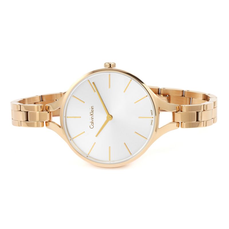  Shop Authentic Calvin Klein Graphic Silver Dial Rose Gold Steel Strap Watch for Women - K7E23646 - Luxxuri
