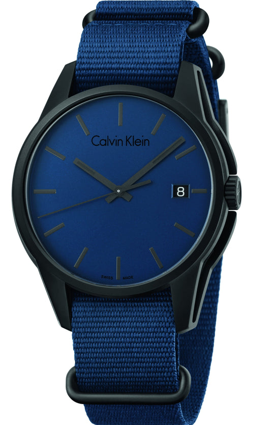  Shop Authentic Calvin Klein Tone Blue Dial Blue NATO Strap Watch for Men - K7K514VN - Luxxuri