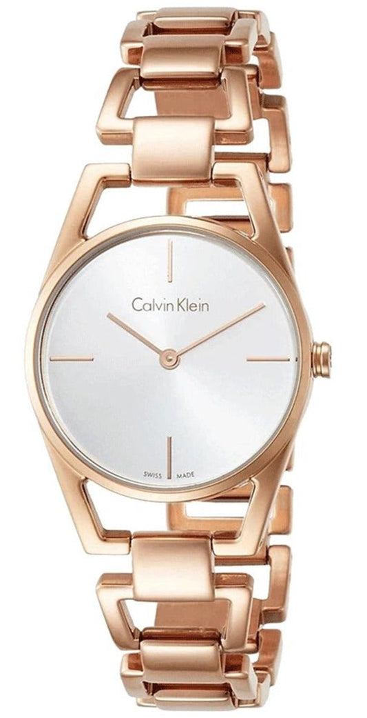  Shop Authentic Calvin Klein Dainty White Dial Rose Gold Steel Strap Watch for Women - K7L23646 - Luxxuri