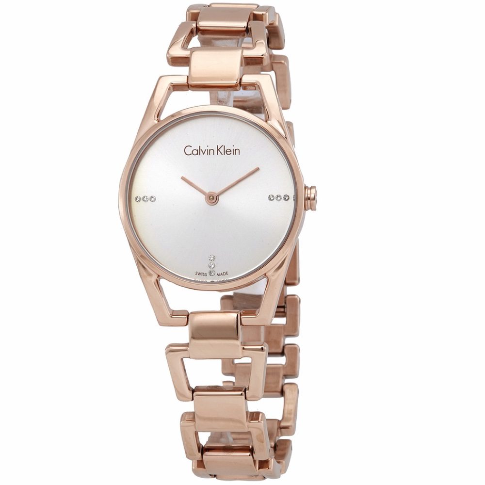  Shop Authentic Calvin Klein Dainty Diamonds Silver Dial Rose Gold Steel Strap Watch for Women - K7L2364T - Luxxuri