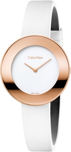  Shop Authentic Calvin Klein Chic White Dial White Leather Strap Watch for Women - K7N236K2 - Luxxuri