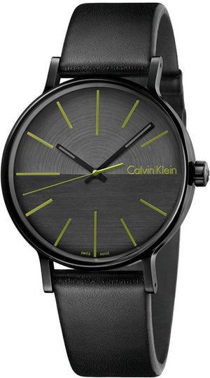  Shop Authentic Calvin Klein Boost Black Dial Black Leather Strap Watch for Men - K7Y214CL - Luxxuri