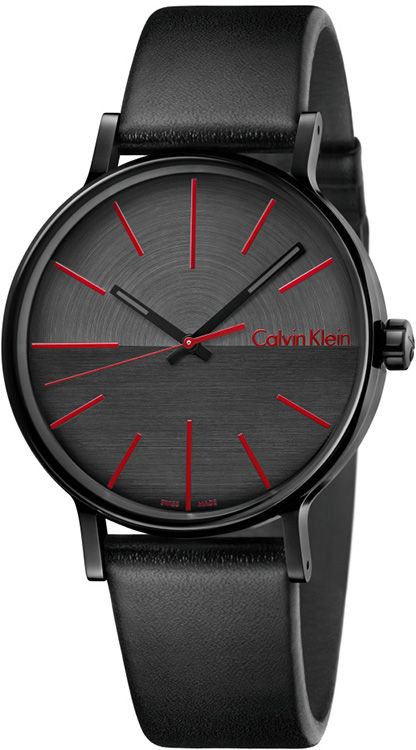  Shop Authentic Calvin Klein Boost Black Dial Black Leather Strap Watch for Men - K7Y214CY - Luxxuri