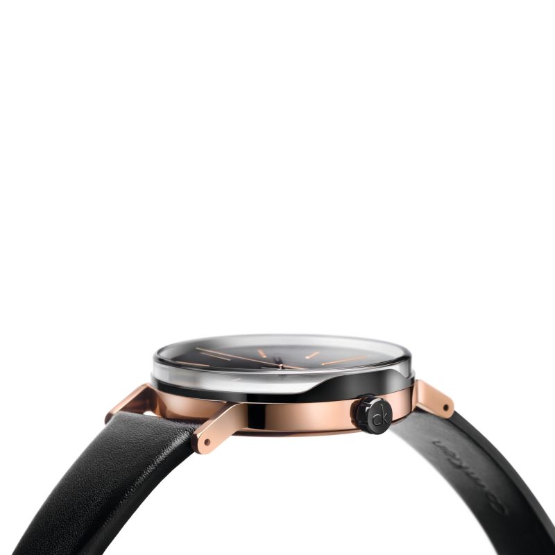  Shop Authentic Calvin Klein Boost Black Dial Black Leather Strap Watch for Men - K7Y21TCZ - Luxxuri