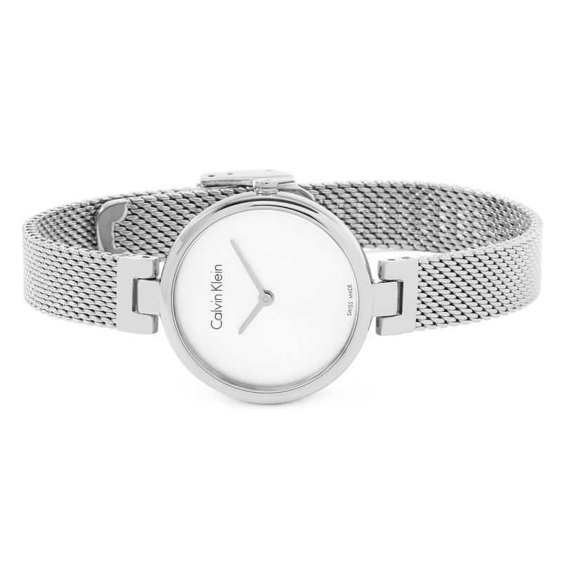  Shop Authentic Calvin Klein Authentic White Dial Silver Mesh Bracelet Watch for Women - K8G23126 - Luxxuri