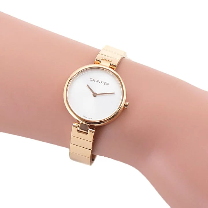  Shop Authentic Calvin Klein Authentic White Dial Rose Gold Steel Strap Watch for Women - K8G23646 - Luxxuri