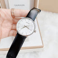  Shop Authentic Calvin Klein High Noon Quartz White Dial Black Leather Strap Watch for Men - K8M211C6 - Luxxuri
