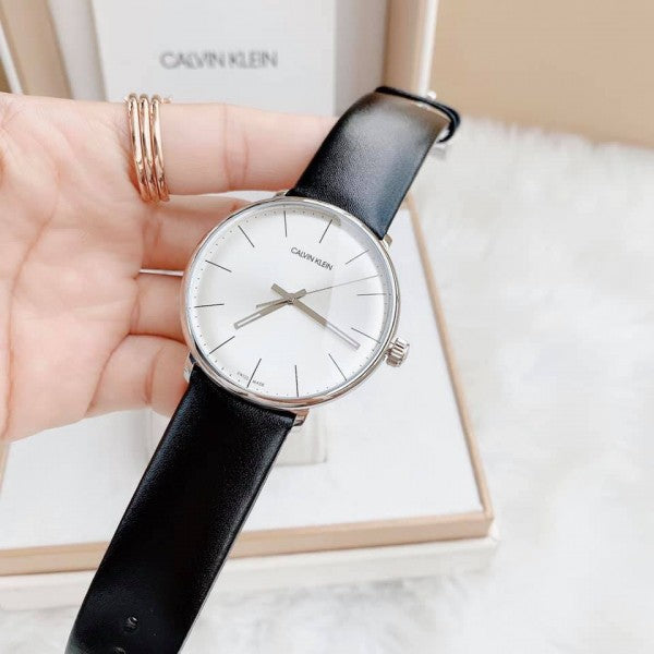 Shop Authentic Calvin Klein High Noon Quartz White Dial Black Leather Strap Watch for Men - K8M211C6 - Luxxuri