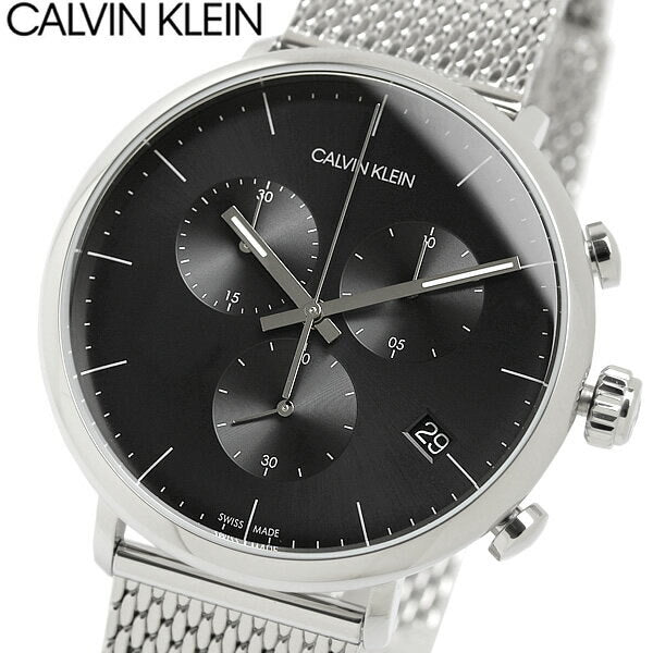  Shop Authentic Calvin Klein High Noon Chronograph Black Dial Silver Mesh Bracelet Watch for Men - K8M27121 - Luxxuri