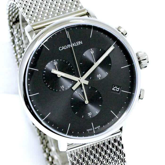  Shop Authentic Calvin Klein High Noon Chronograph Black Dial Silver Mesh Bracelet Watch for Men - K8M27121 - Luxxuri