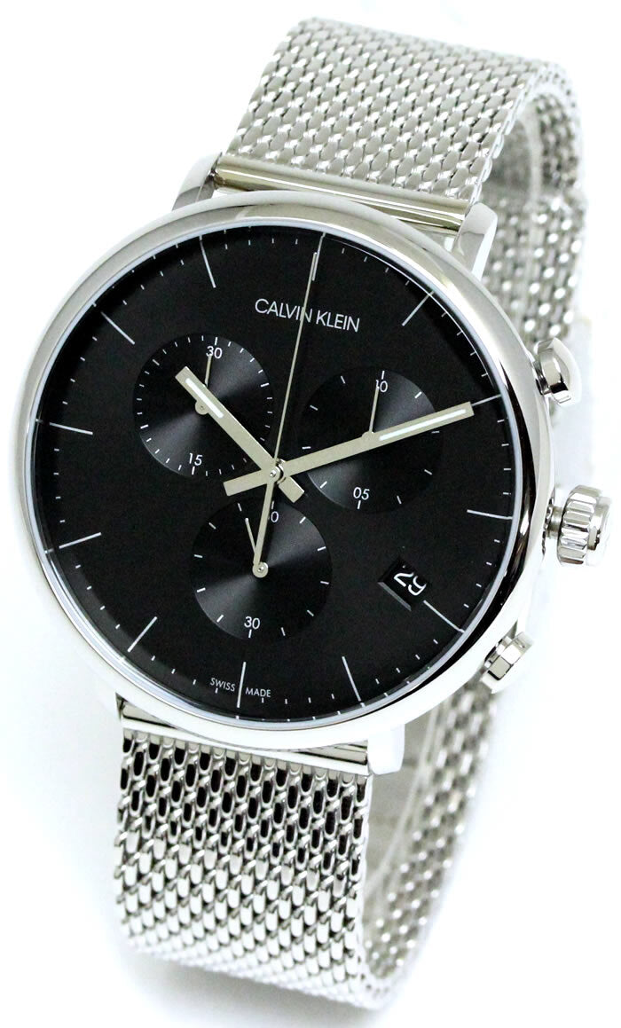  Shop Authentic Calvin Klein High Noon Chronograph Black Dial Silver Mesh Bracelet Watch for Men - K8M27121 - Luxxuri