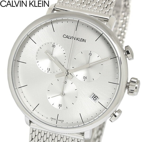  Shop Authentic Calvin Klein High Noon Silver Dial Silver Mesh Bracelet Watch for Men - K8M27126 - Luxxuri