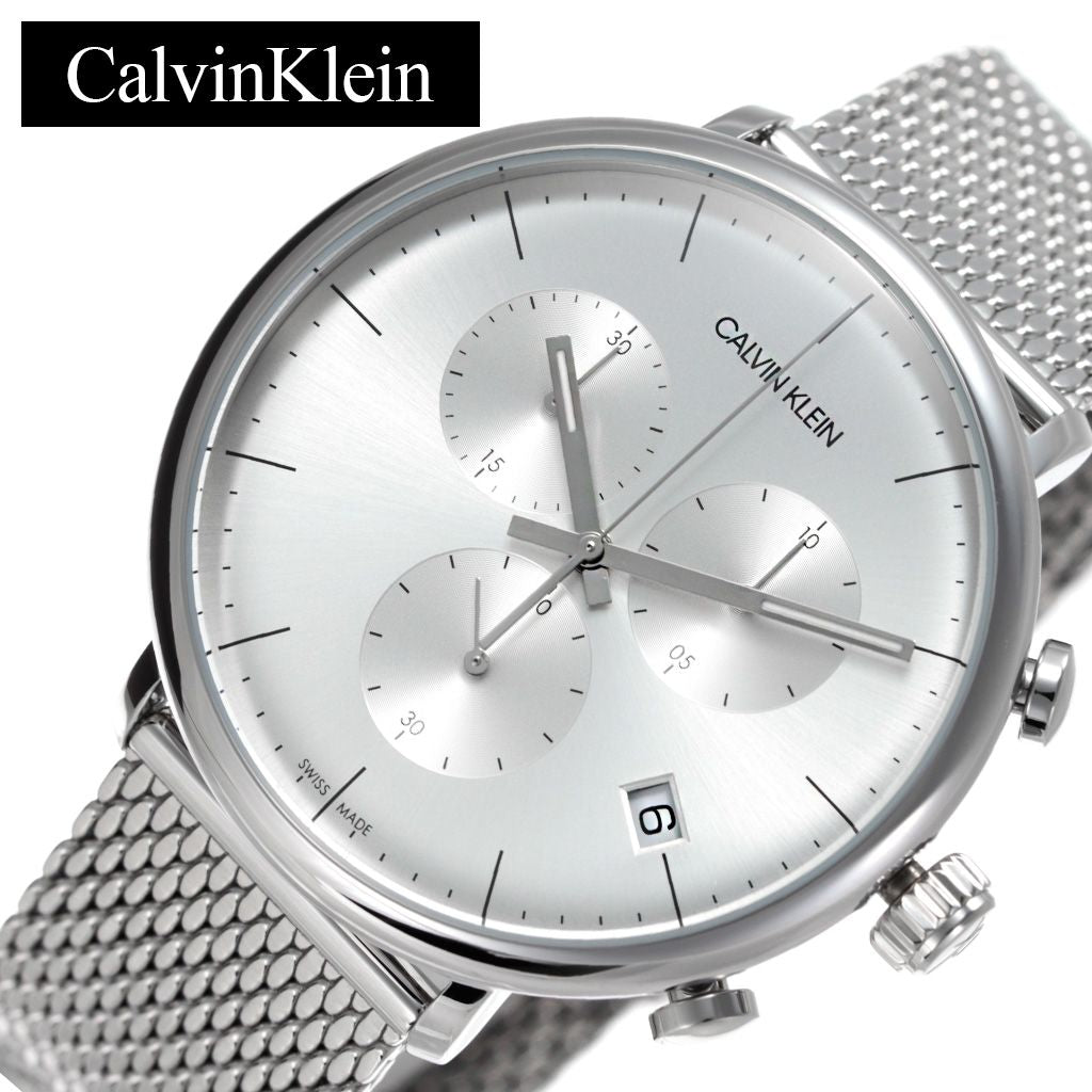  Shop Authentic Calvin Klein High Noon Silver Dial Silver Mesh Bracelet Watch for Men - K8M27126 - Luxxuri