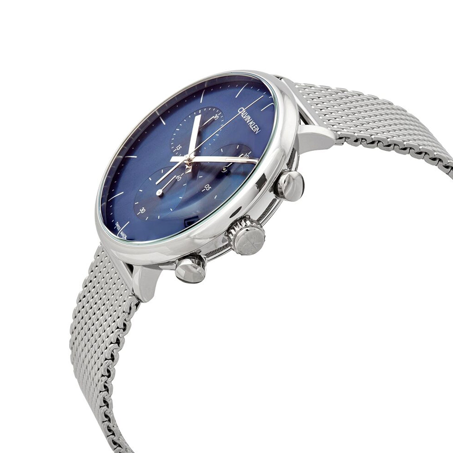  Shop Authentic Calvin Klein High Noon Chronograph Blue Dial Silver Mesh Bracelet Watch for Men - K8M2712N - Luxxuri