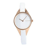  Shop Authentic Calvin Klein Rebel White Grey Dial White Leather Strap Watch for Women - K8P236L6 - Luxxuri