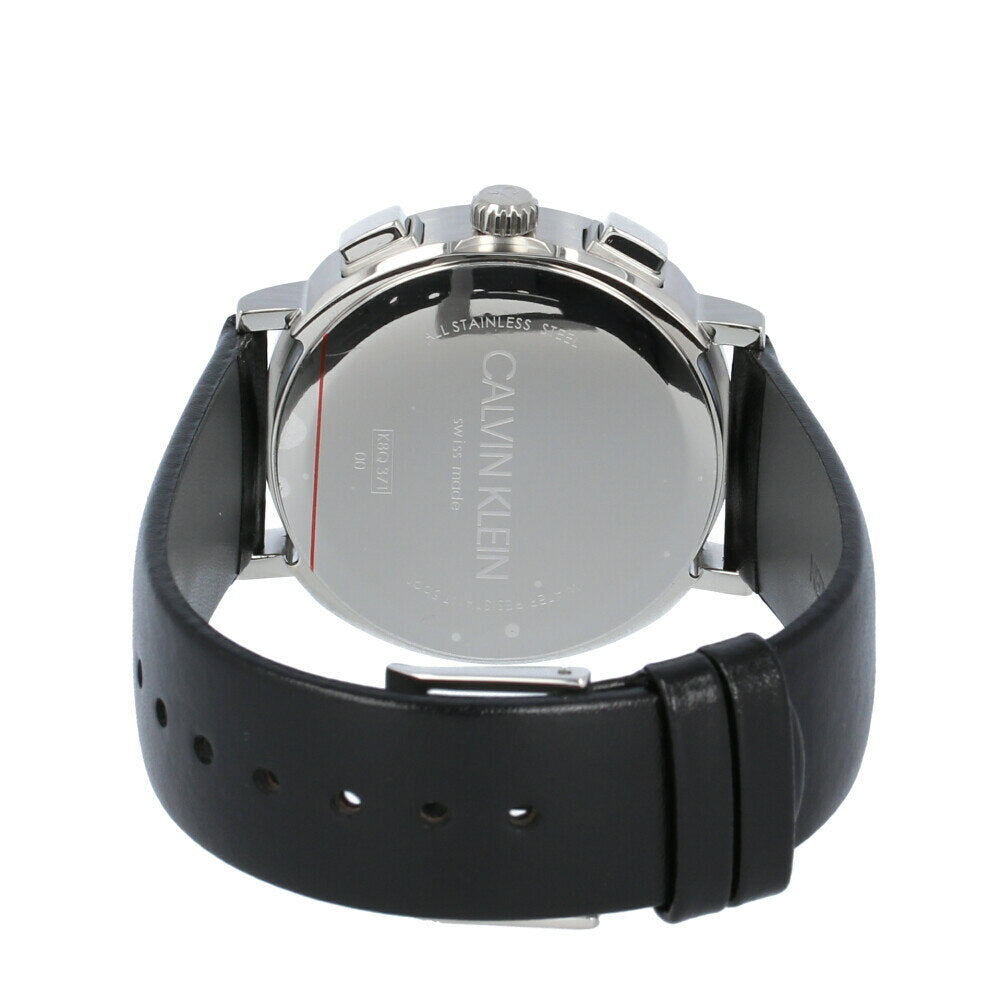  Shop Authentic Calvin Klein Chronograph Blue Dial Black Leather Strap Watch for Men - K8Q371CN - Luxxuri