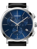 Shop Authentic Calvin Klein Chronograph Blue Dial Black Leather Strap Watch for Men - K8Q371CN - Luxxuri
