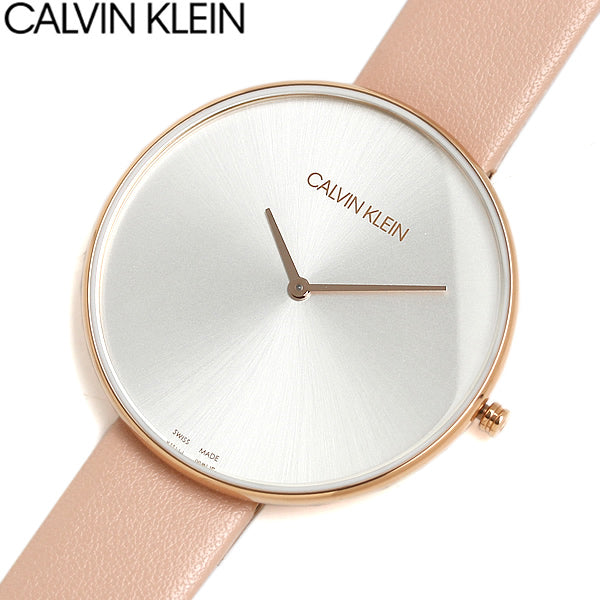  Shop Authentic Calvin Klein Full Moon Silver Dial Pink Leather Stap Watch for Women - K8Y236Z6 - Luxxuri